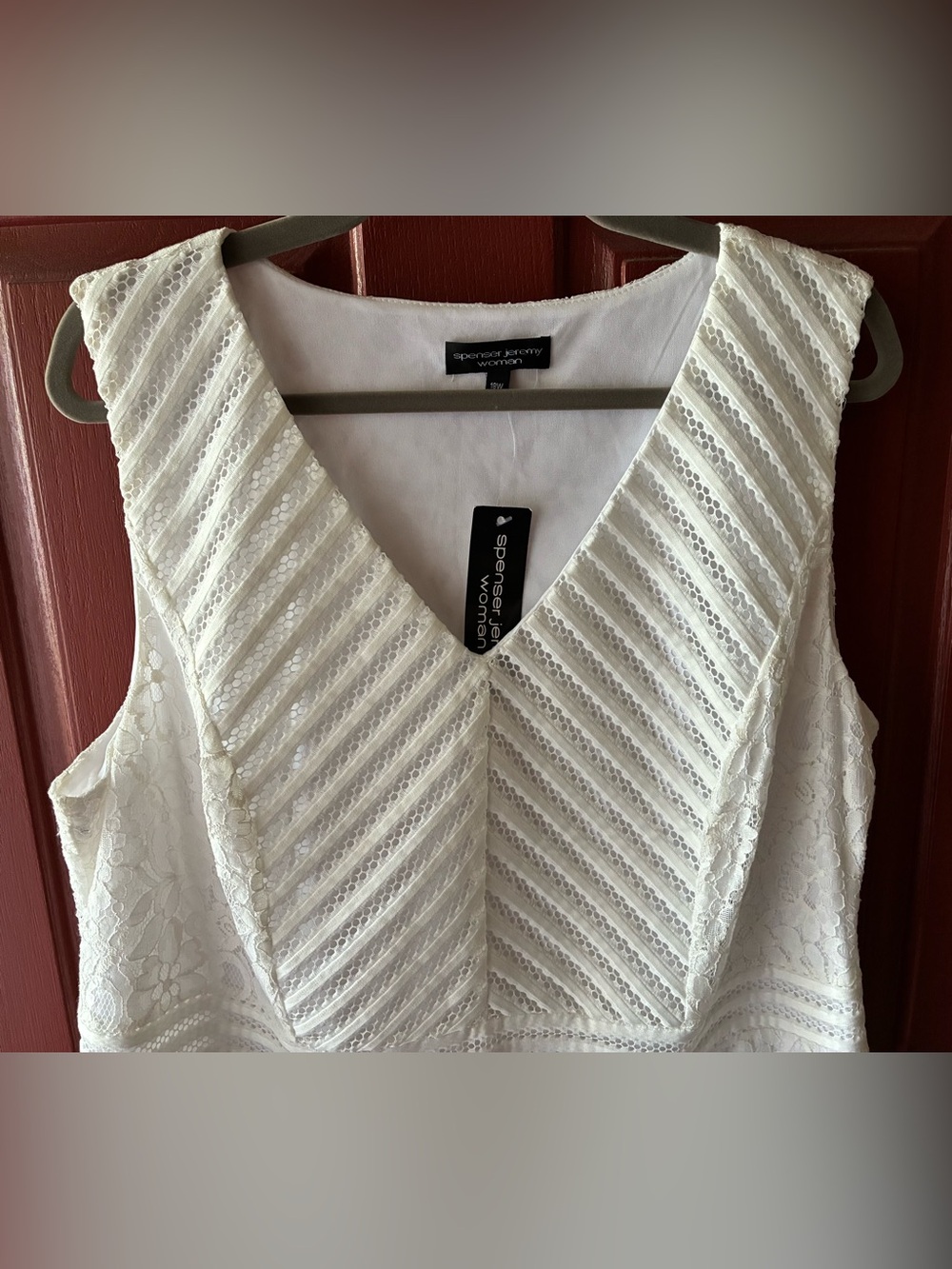 Spenser Jeremy Woman White Lace Sheath Dress 18W Sleeveless V-Neck NWT - Picture 2 of 8
